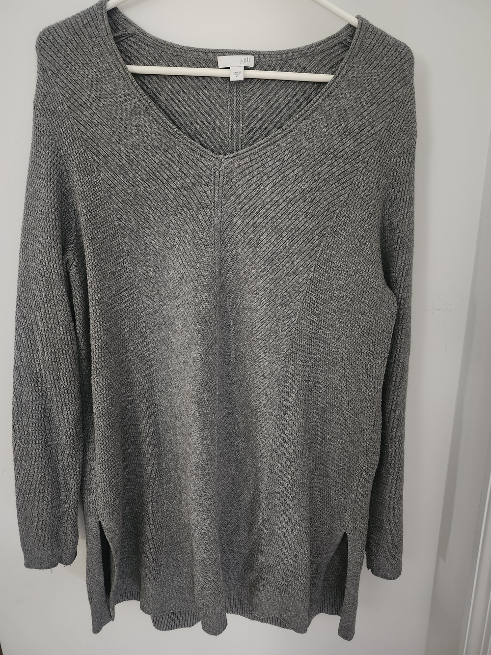 J. Jill Heather Gray V-Neck Knit Sweater
